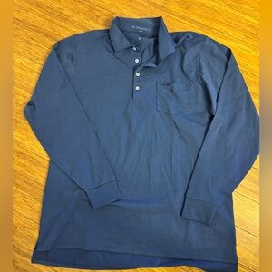 B Draddy Men's Navy Long-Sleeve prima cotton golf Polo Shirt - XL